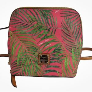 Dooney & Bourke Pink Palm Leaf botanical Crossbody Handbag